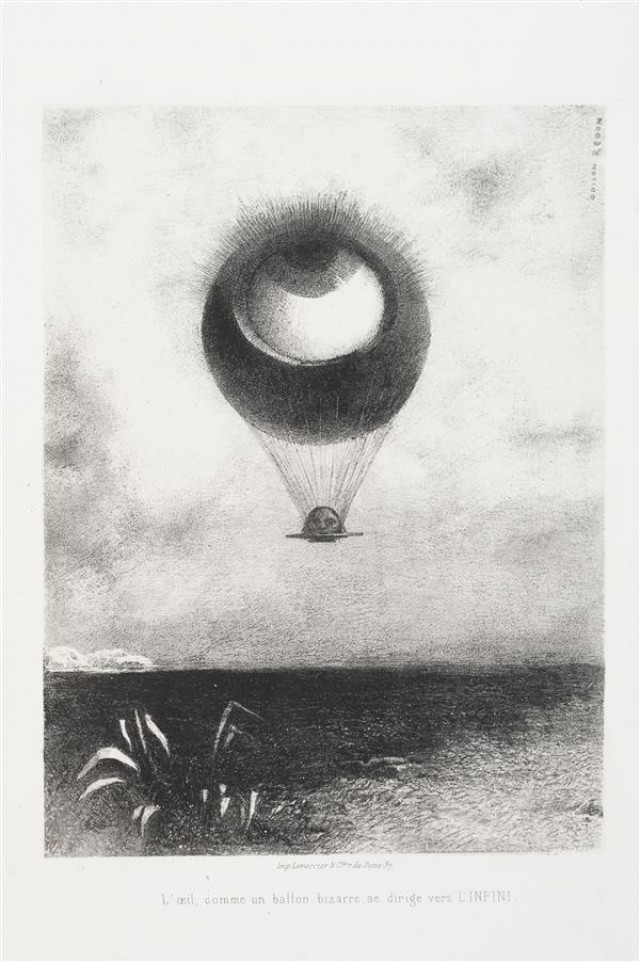 L'Œil, comme un ballon bizarre se dirige vers l'infini by Odilon Redon