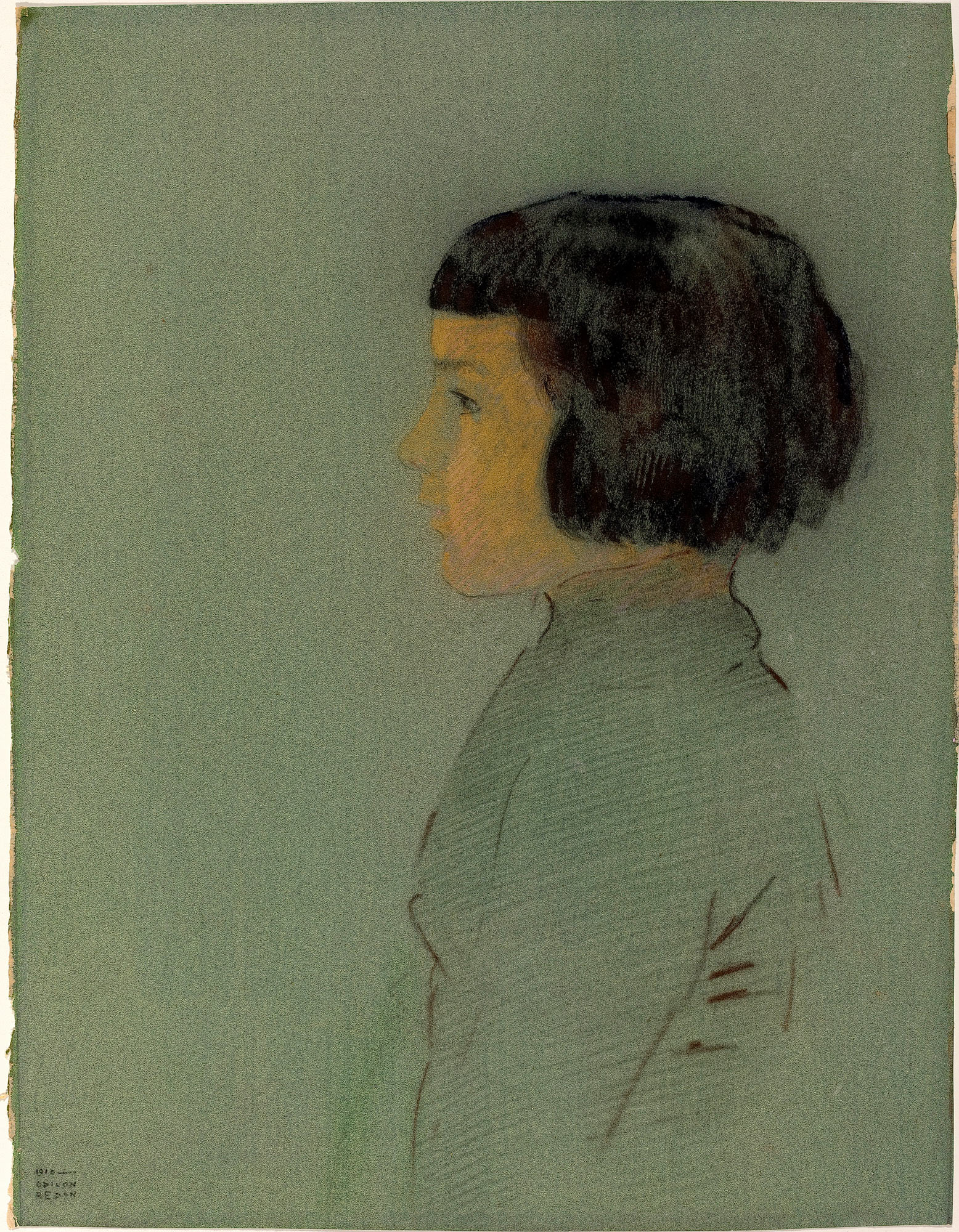Young Woman in Profile by Odilon Redon