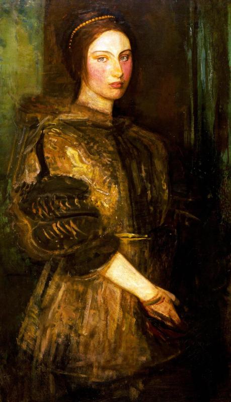 Young Woman in Fur Coat by Abbott Handerson Thayer