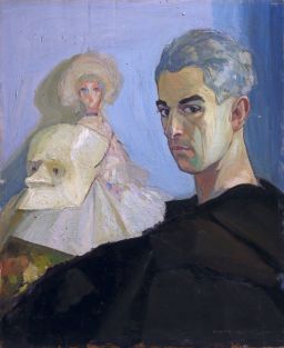 Self-portrait with a puppet and a mask