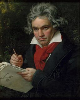 Beethoven mit dem Manuskript der Missa solemnis