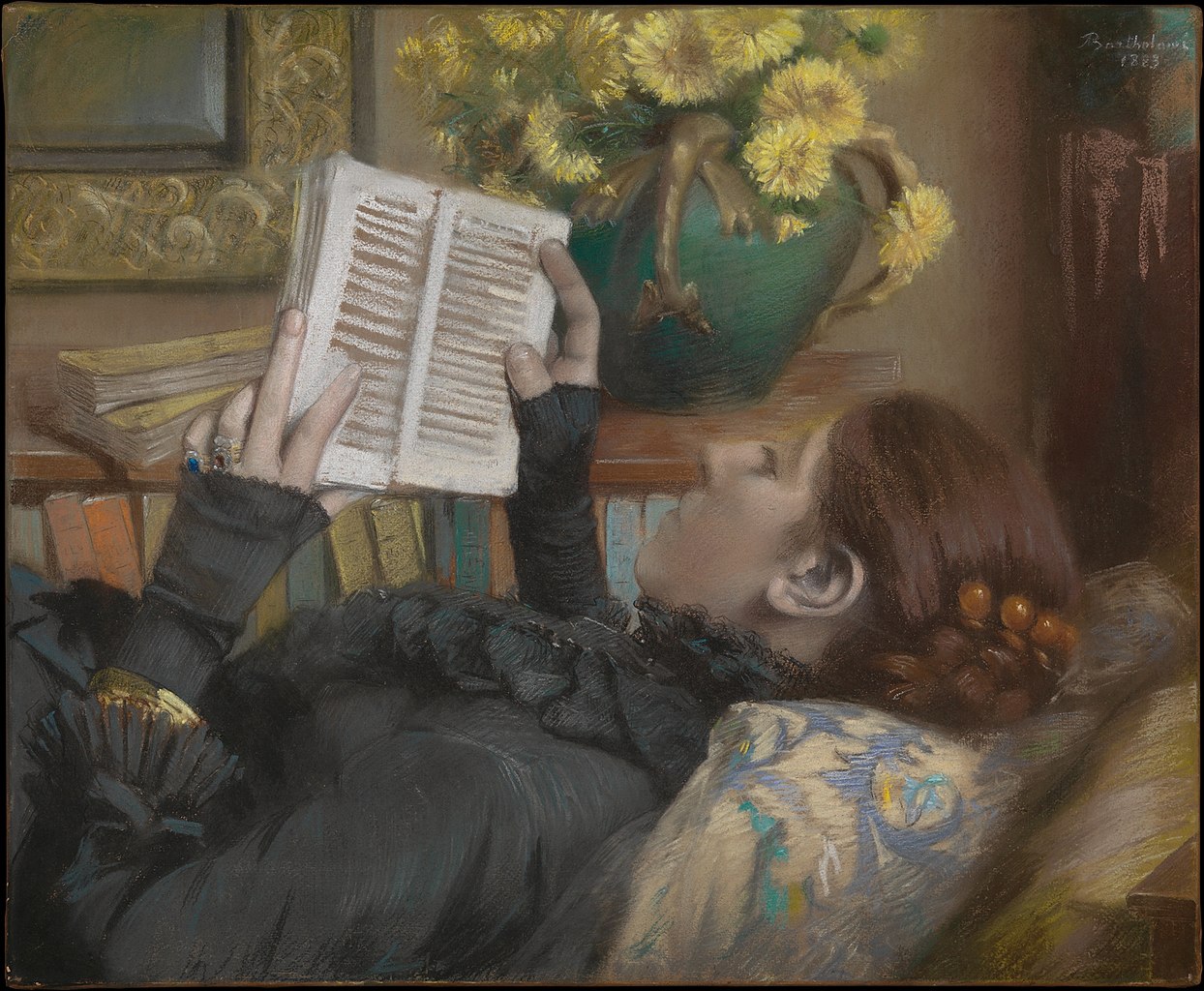 The Artist's Wife (Périe, 1849–1887) Reading by Albert Bartholomé