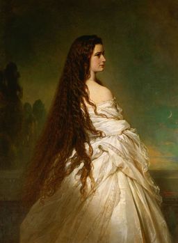 Kaiserin Elisabeth von Österreich mit aufgelöstem Haar, Kniestück
