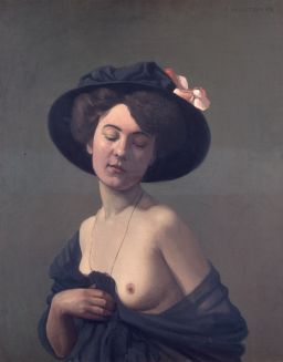 Portrait de femme en chapeau noir