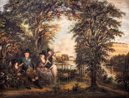 Bruksägaren Samuel af Ugglas med familj i den engelska parken vid Forsmark