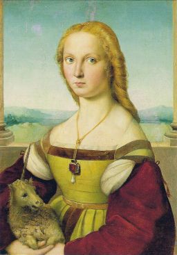 Portrait of Young Woman with Unicorn
