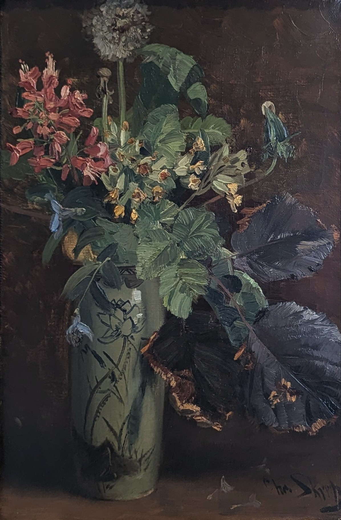 Blomster i krukke by Christian Skredsvig