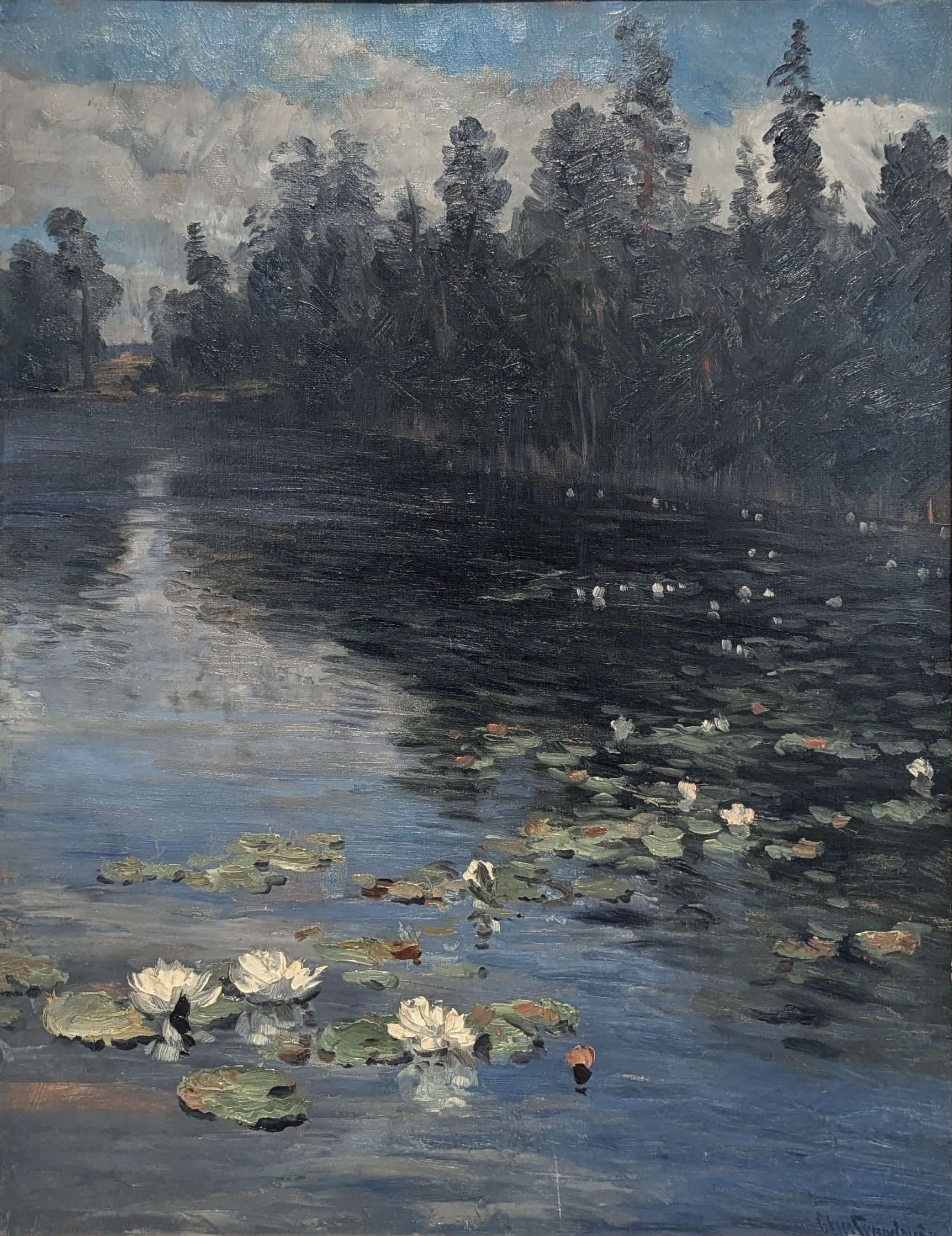 Tjern med vannliljer by Christian Skredsvig