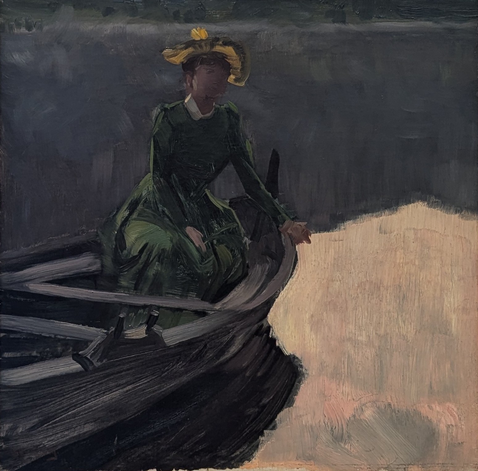 Skisse till Gyldne skyer. Aften på insjøen by Christian Skredsvig