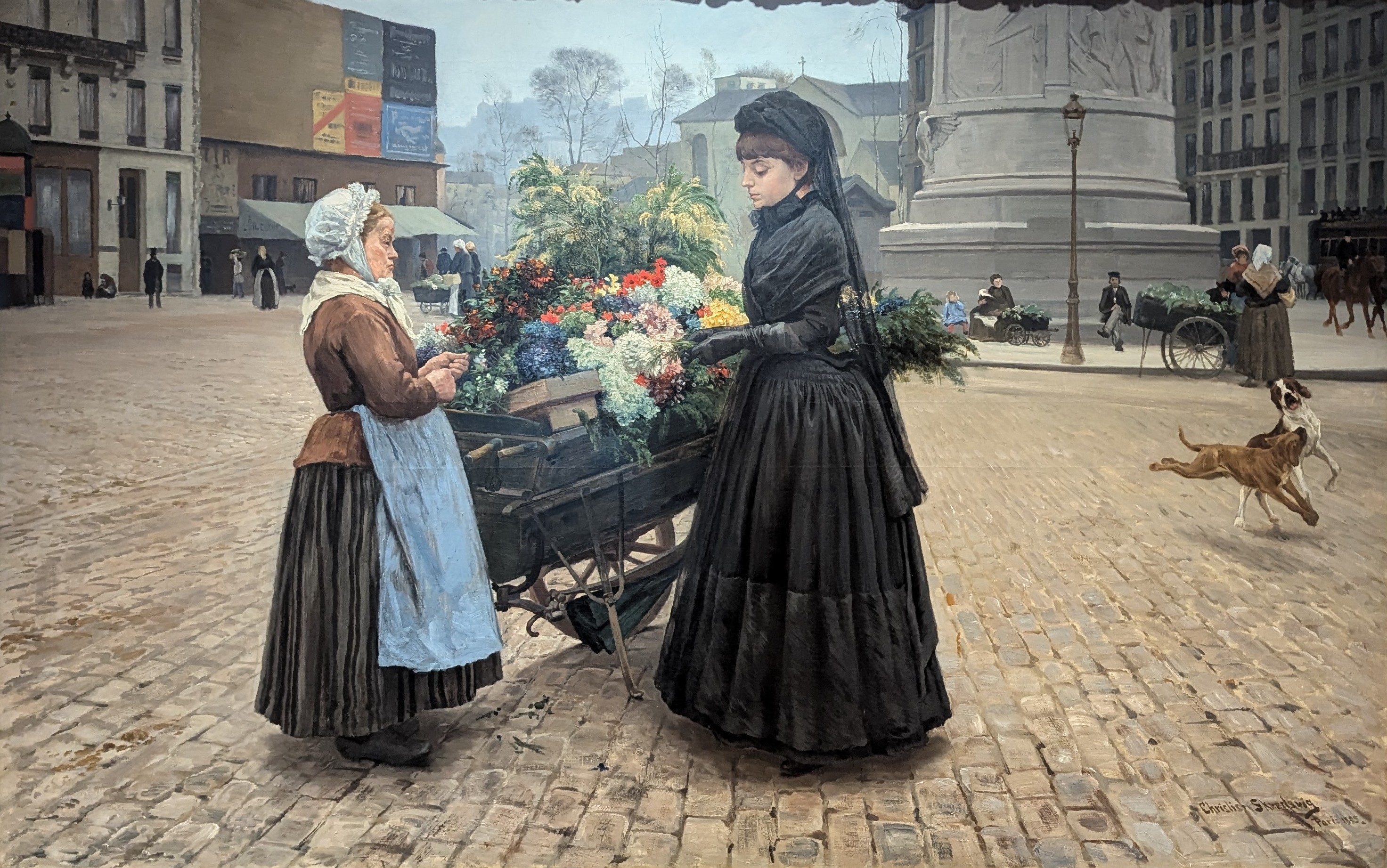 Blomster-selgersken på Place Clichy by Christian Skredsvig