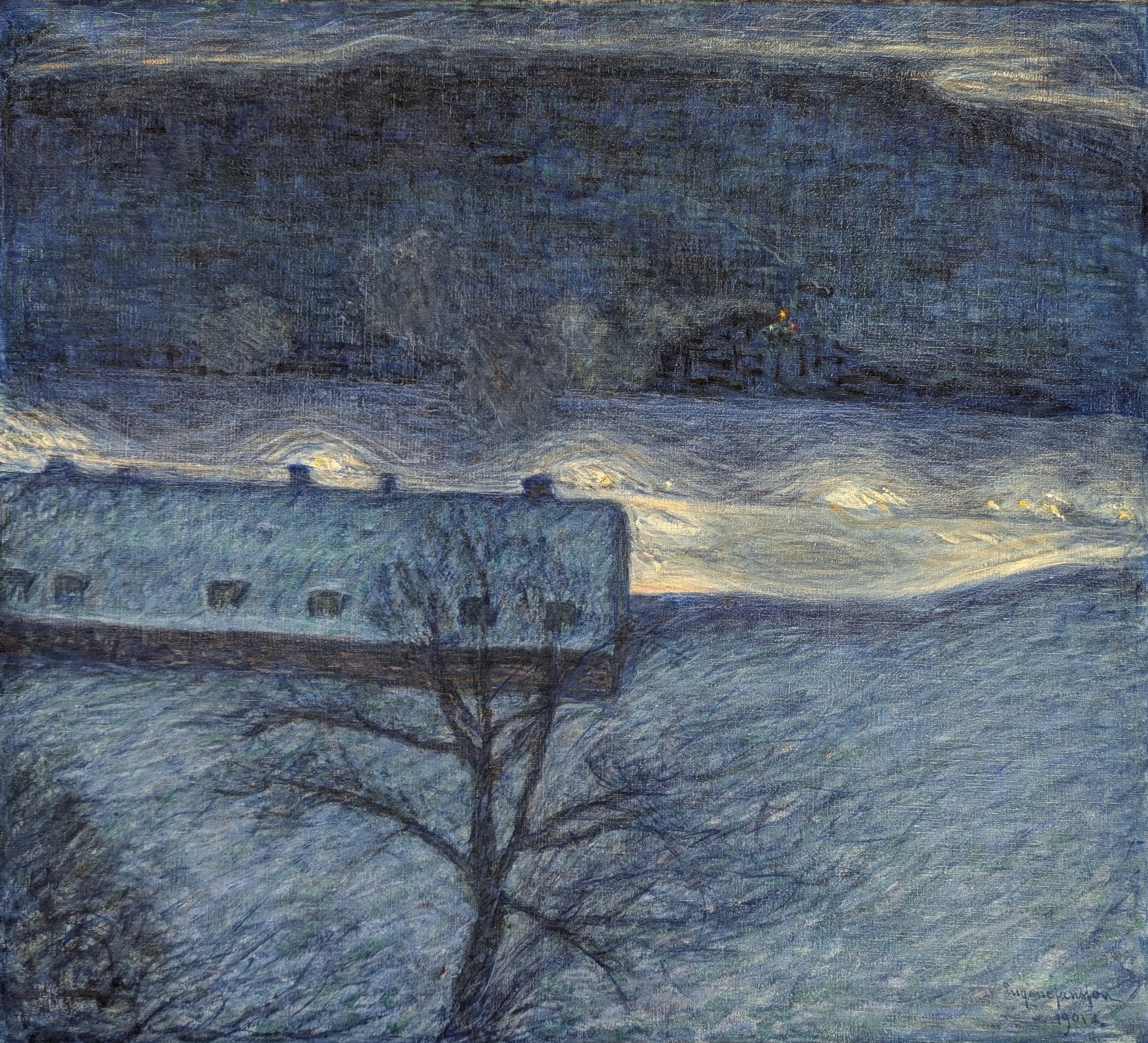 Vinternatt över kajen by Eugène Jansson