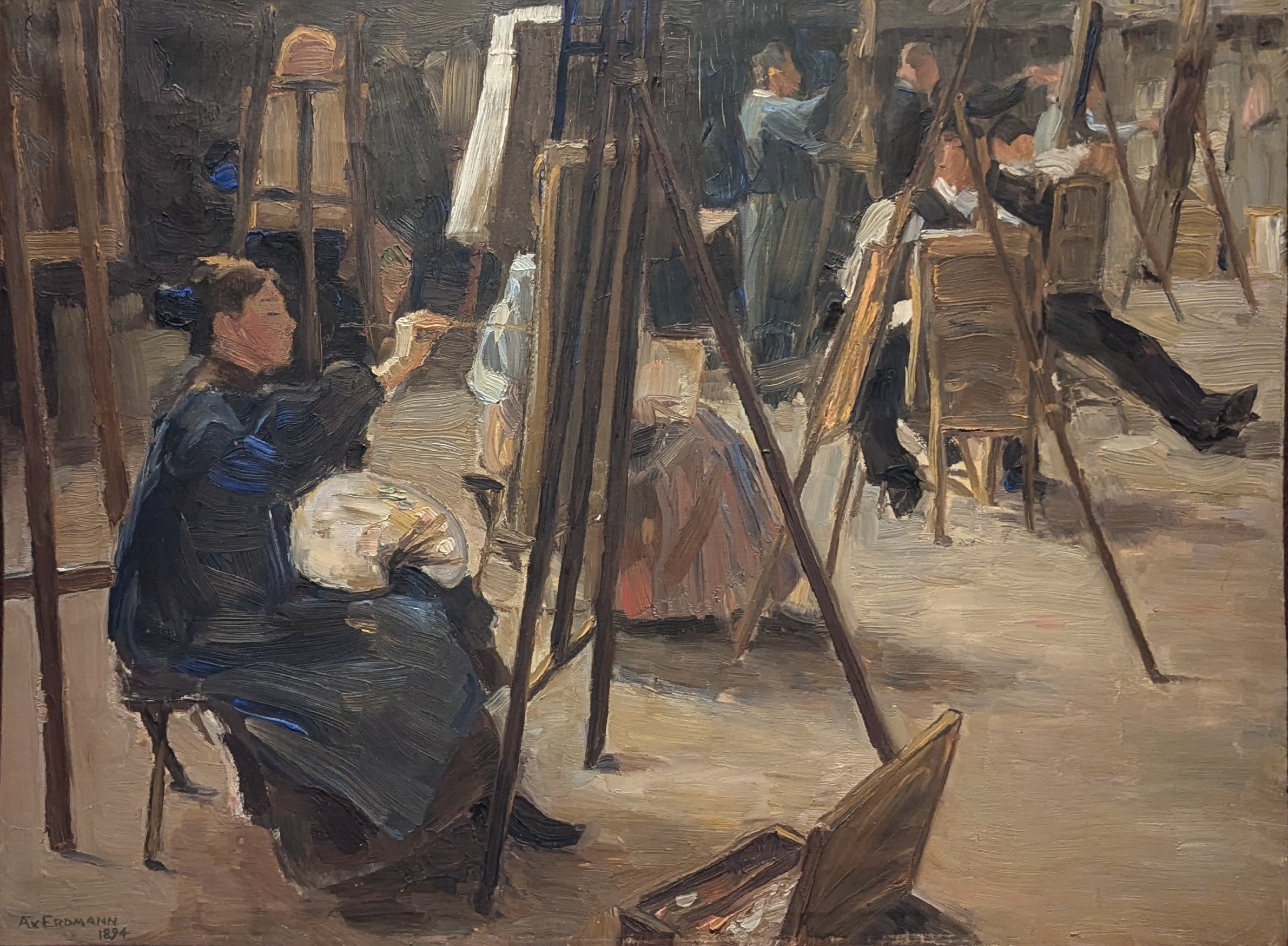 Interiör från Konstnärsförbundets första målarskola by Axel Erdmann