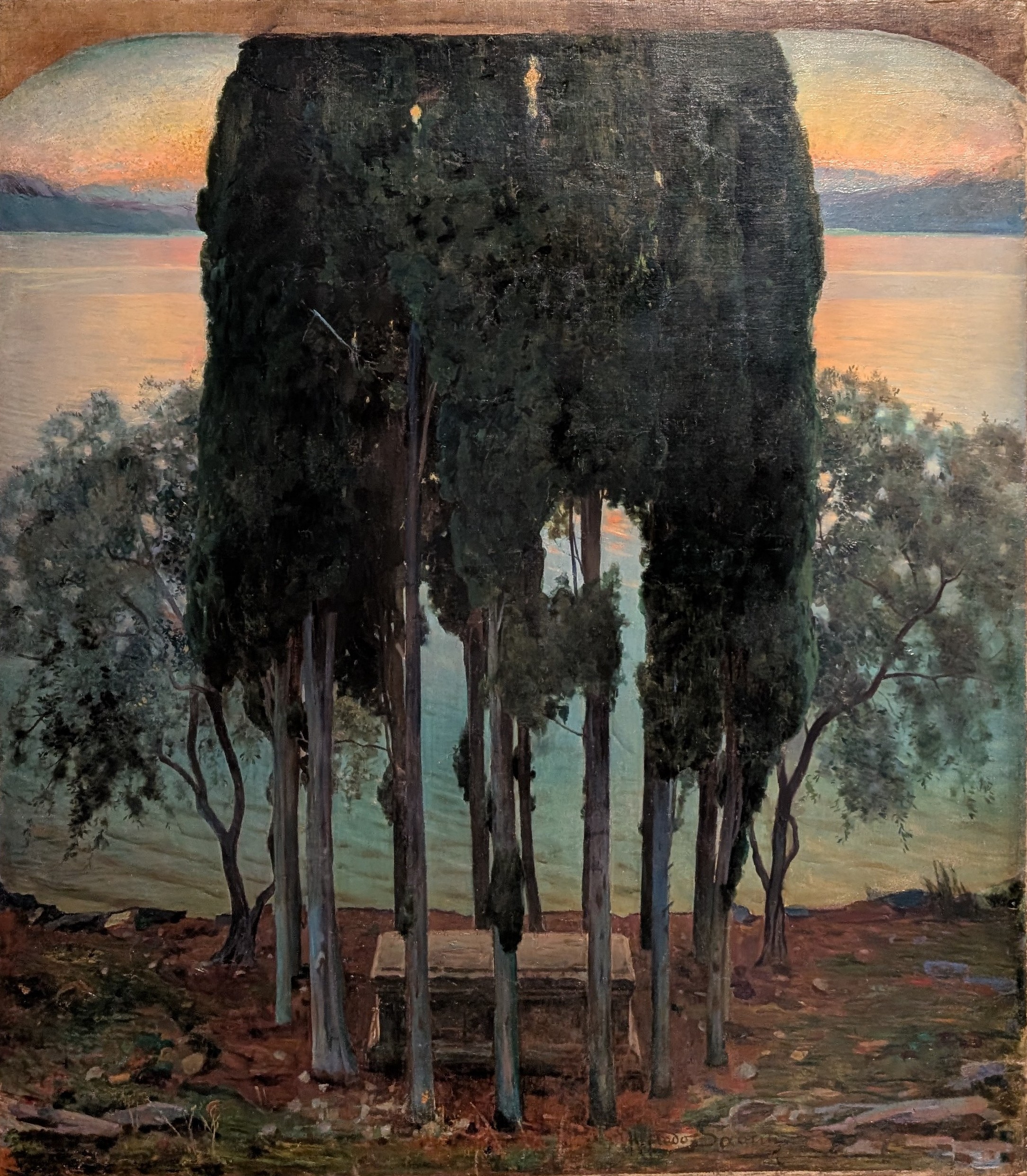 La pace. Tomba tra i cipressi by Alfredo Savini