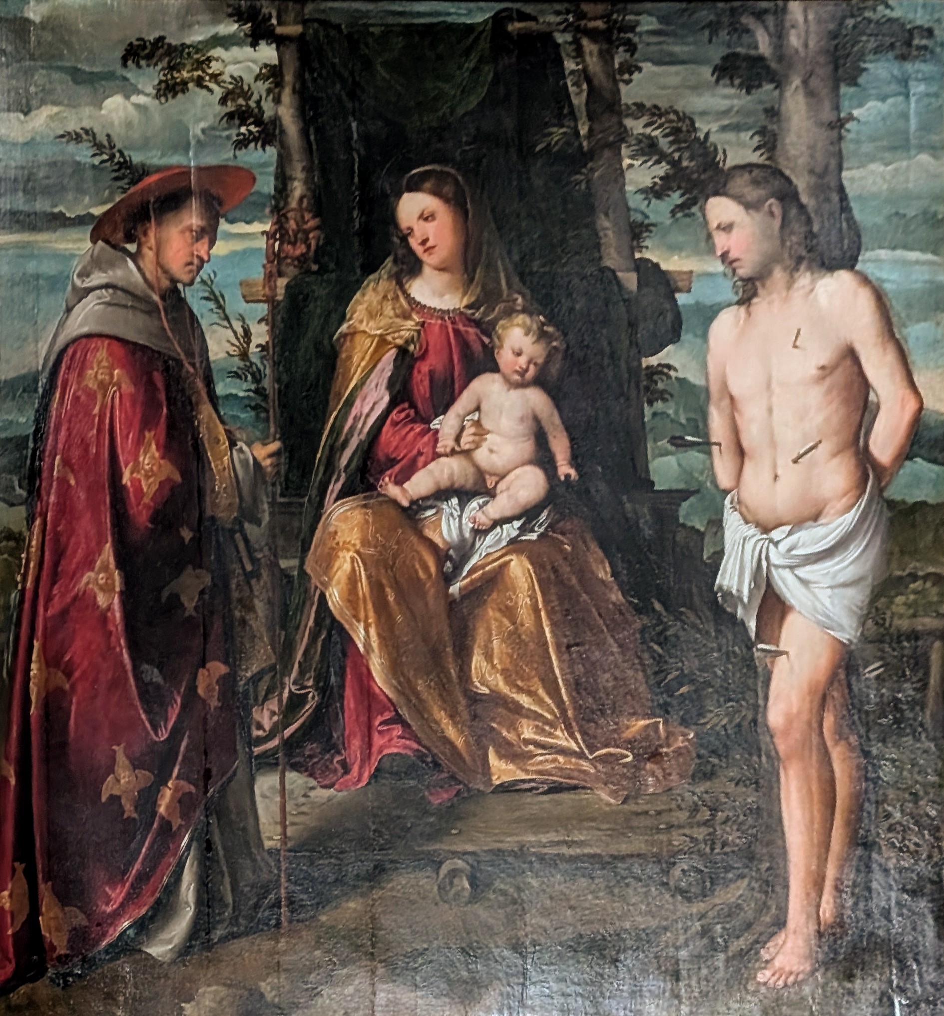 Madonna col Bambino tra i santi Bonaventura e Sebastiano by Girolamo Romanino