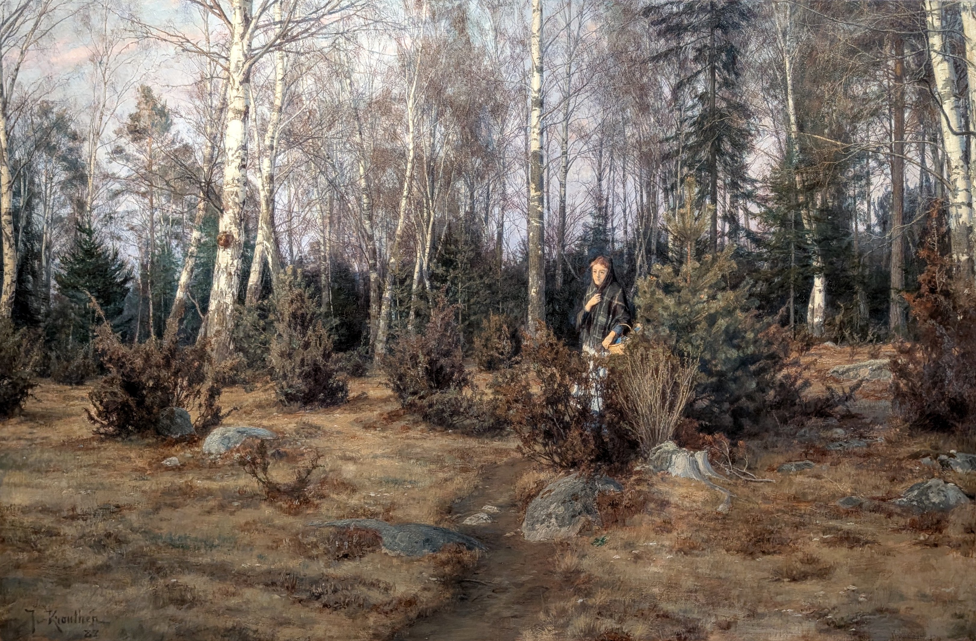 Kvinna i vårlandskap by Johan Krouthén