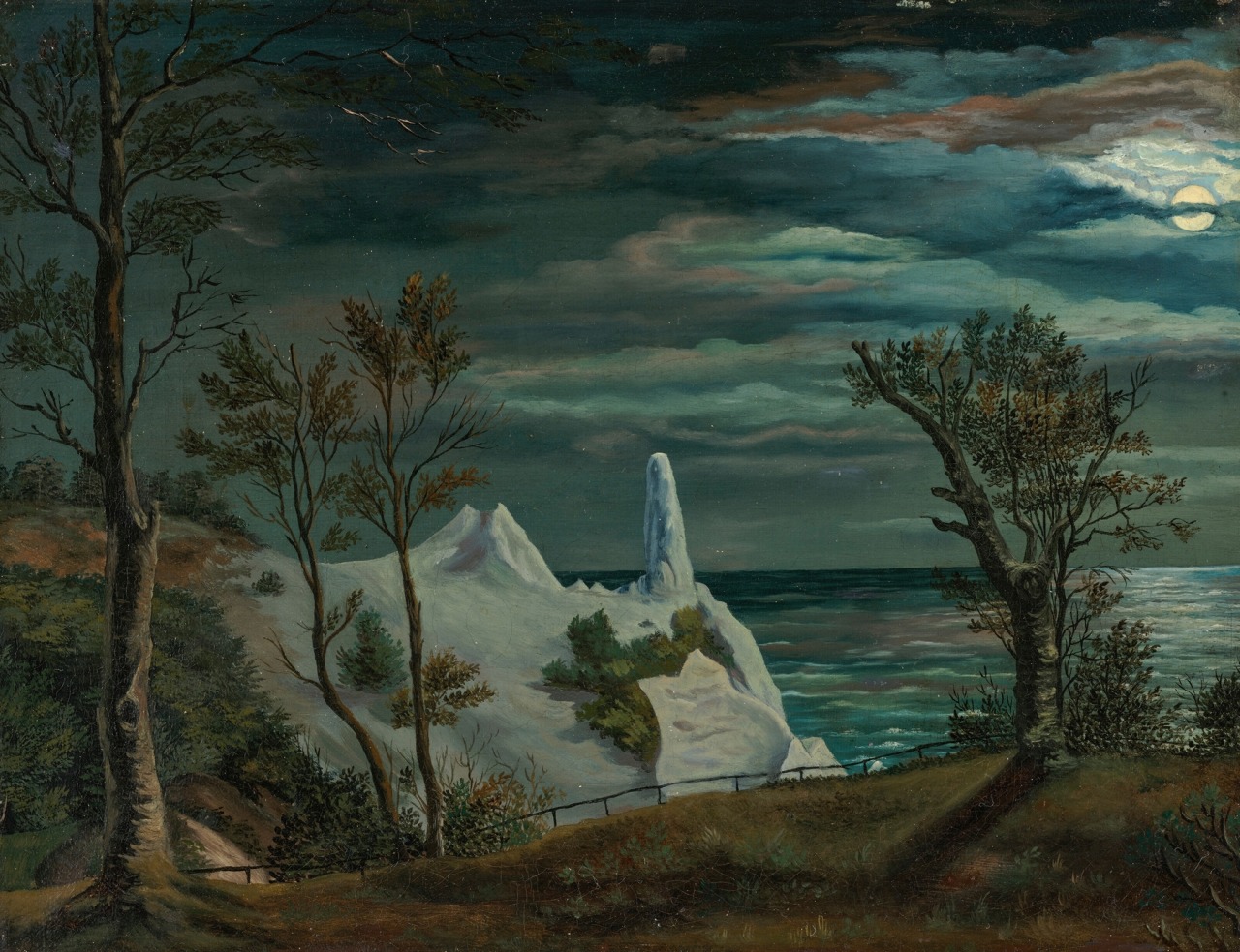 Moonlit Møns Klint with Sommerspiret, Frederik Sødring