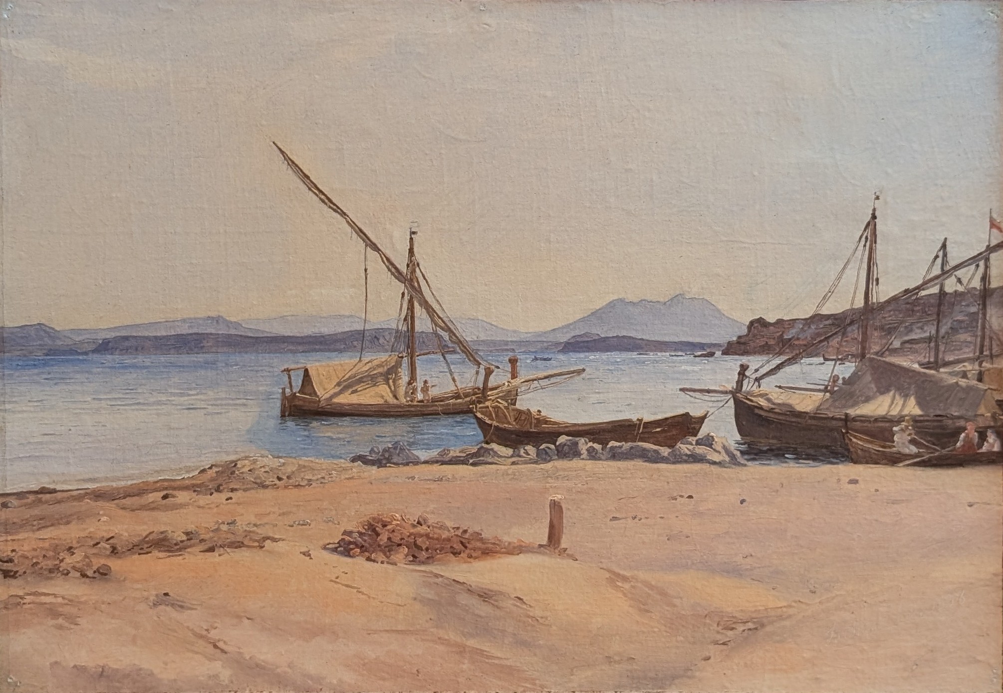 Kustparti med fiskebåtar, Ischia by Jørgen Roed