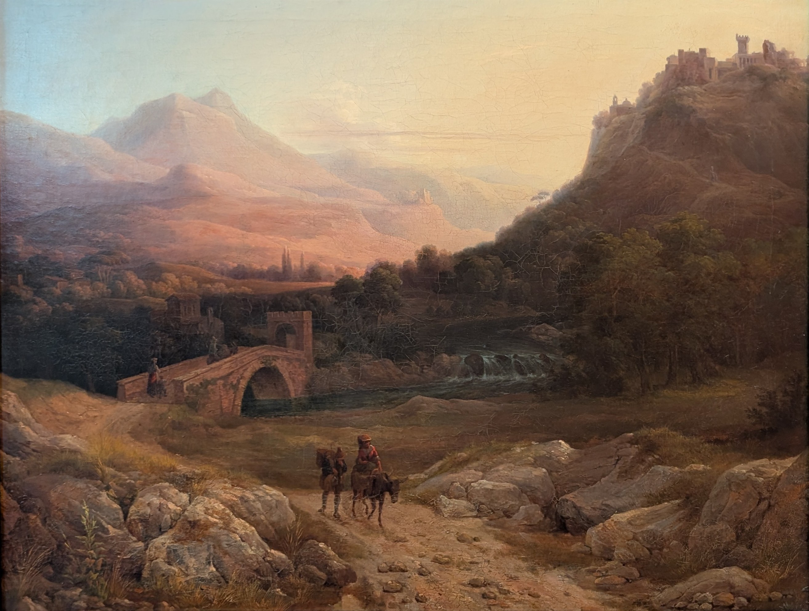 Italienskt landskap med bro by Gustaf Wilhelm Palm
