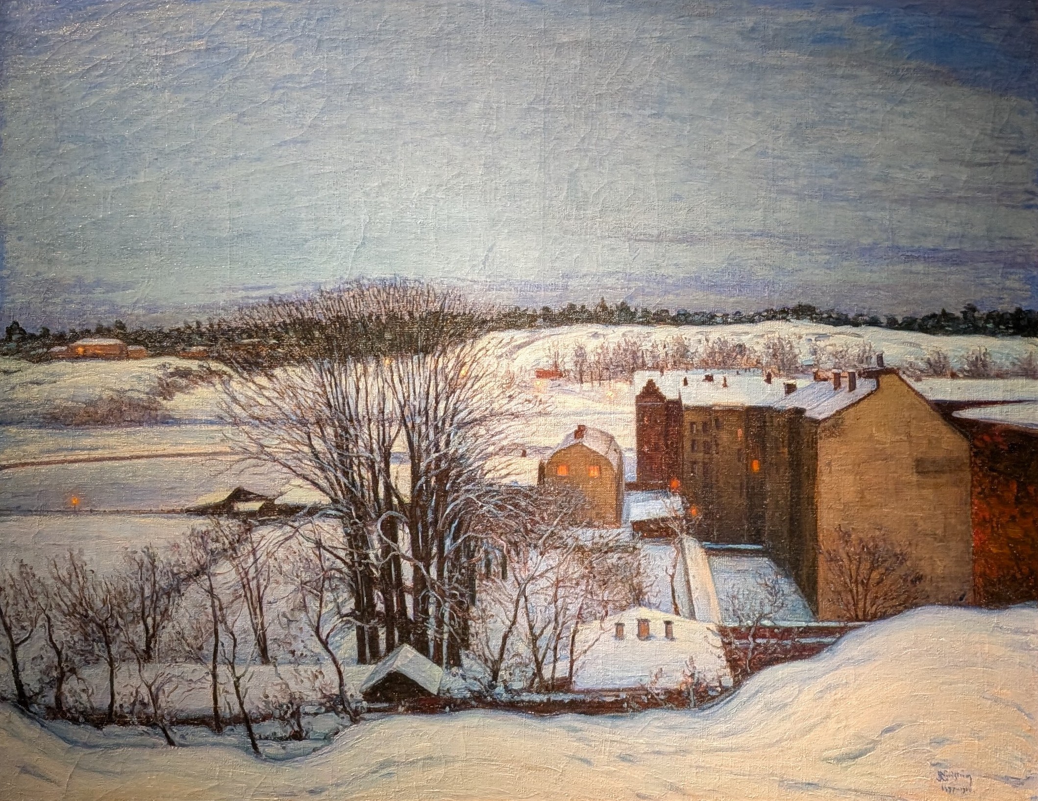 Vinterafton vid Roslagstull, Stockholm by Karl Nordström