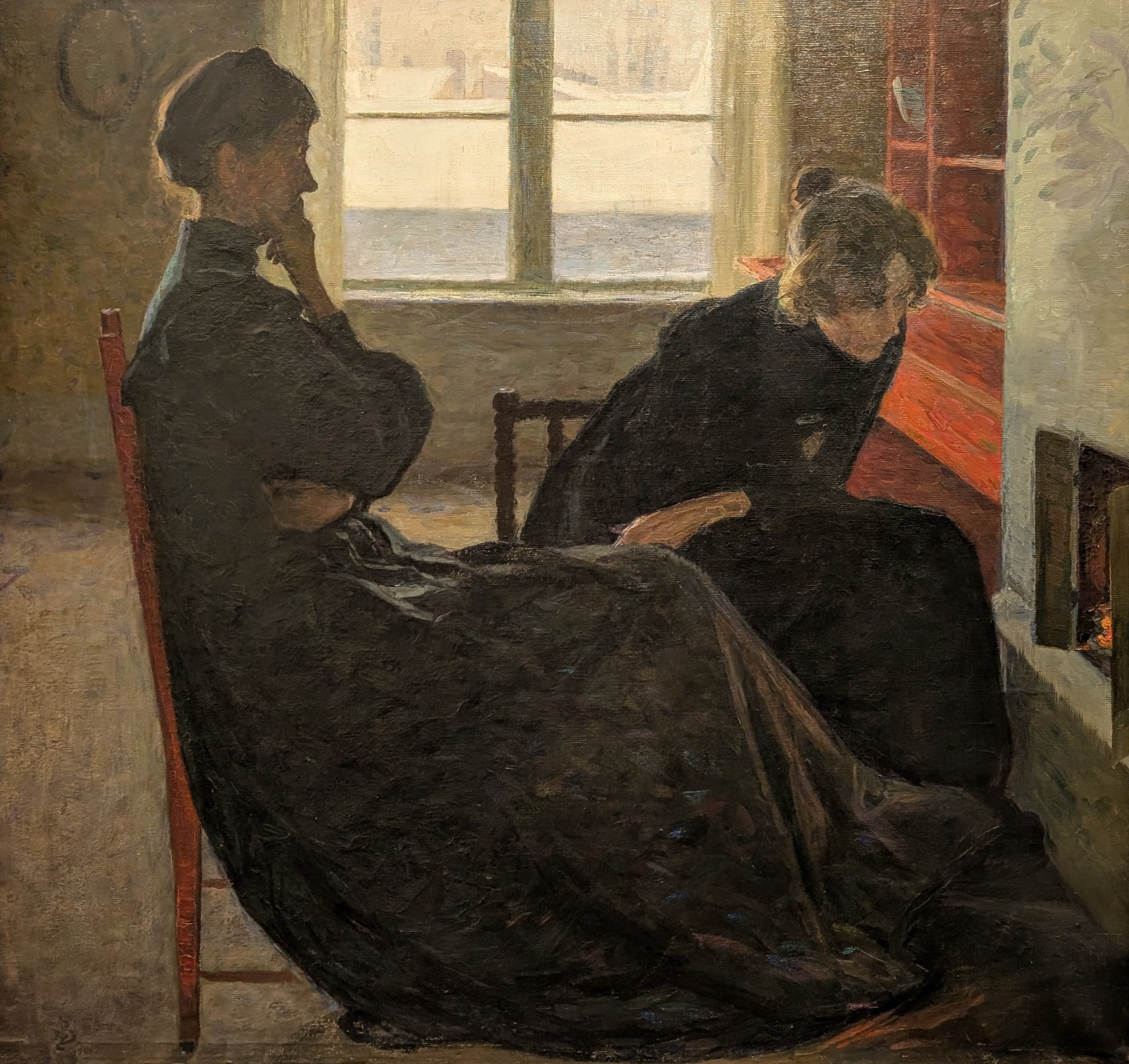 Två kvinnor vid härden by Richard Bergh