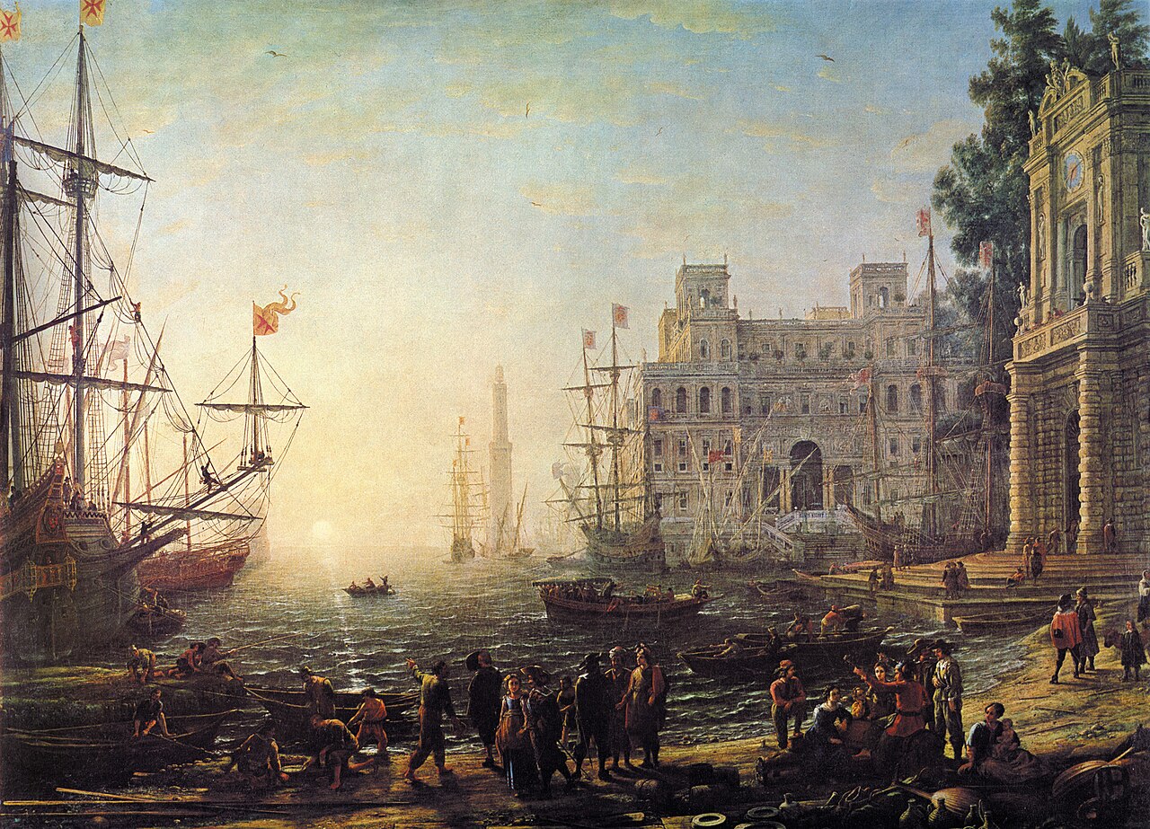 Port de mer avec la villa Médicis by Claude Lorrain