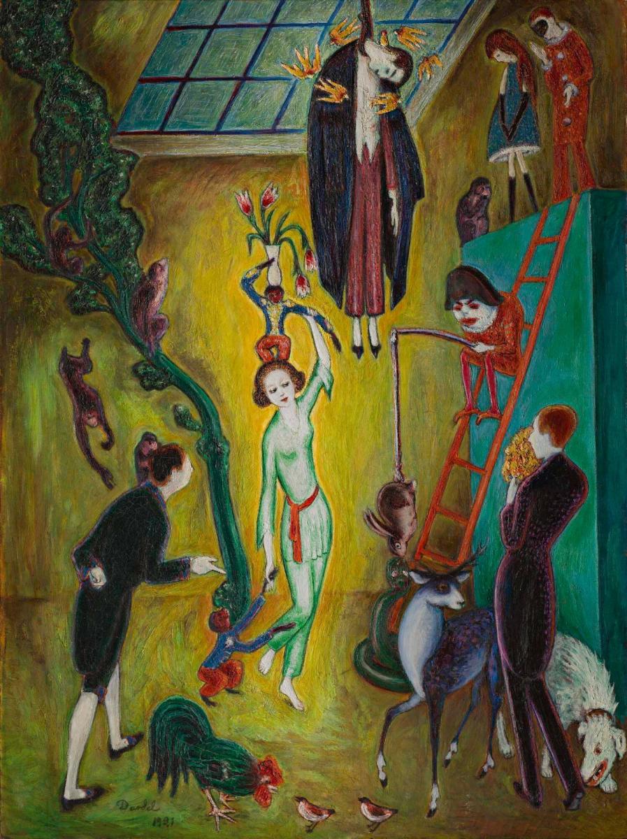 Visit hos excentrisk dam by Nils Dardel