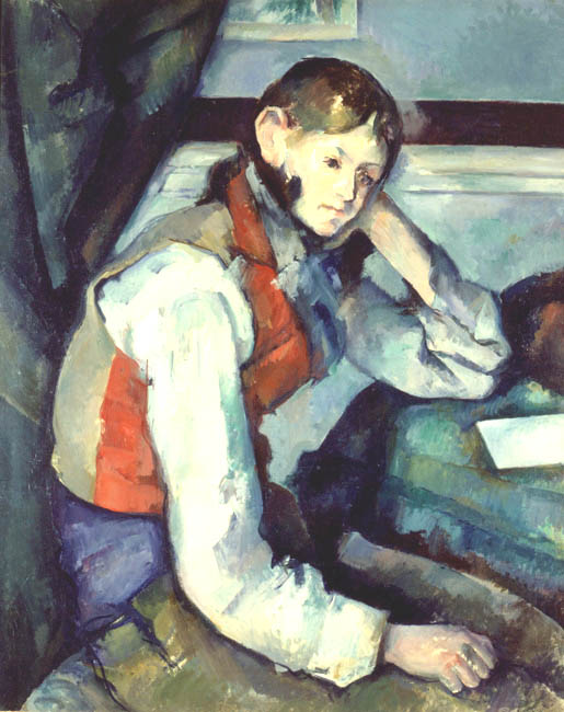 Le garçon au gilet rouge by Paul Cézanne