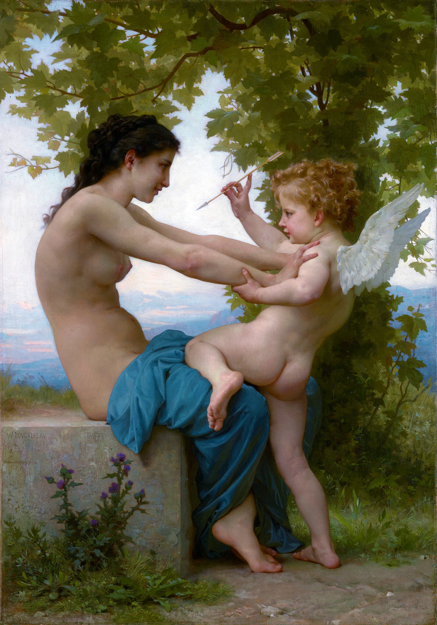 Jeune fille se défendant contre Éros by William-Adolphe Bouguereau