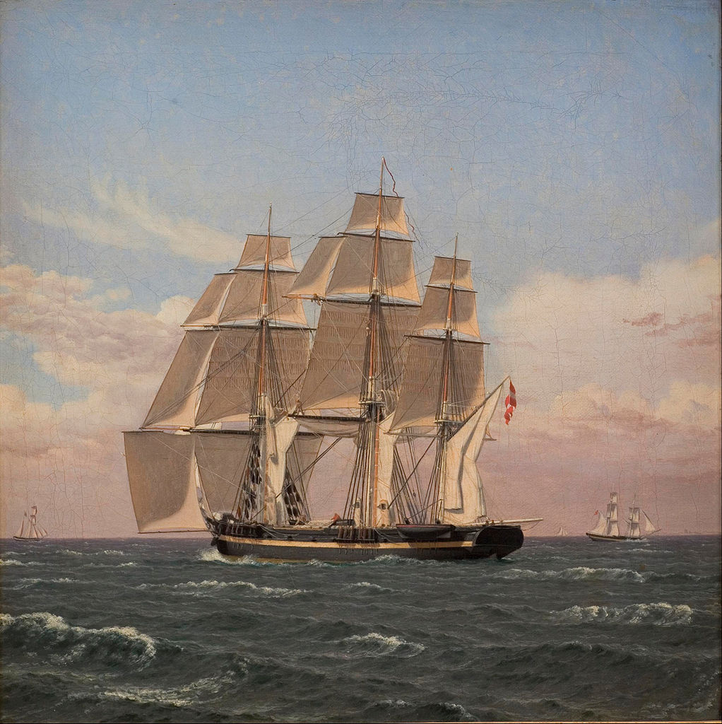 Korvetten Najaden under sejl by Christoffer Wilhelm Eckersberg