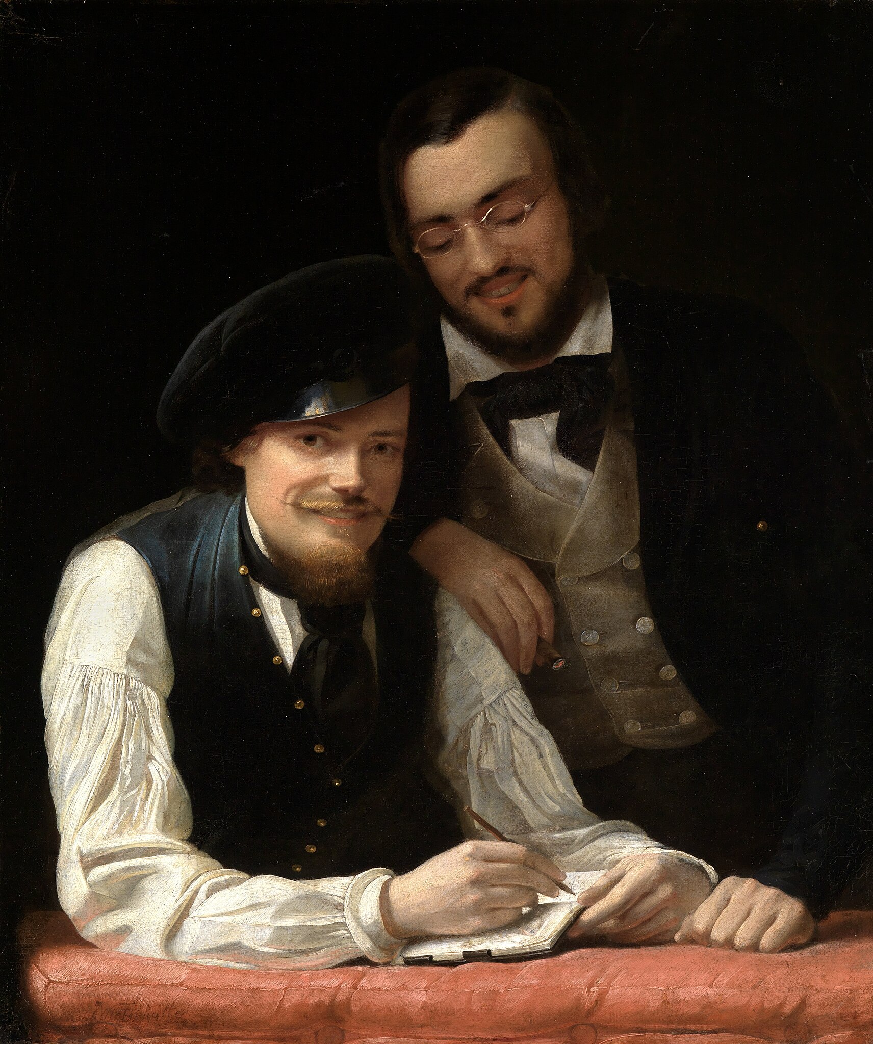 Self-portrait of the artist with his brother, Franz Xaver Winterhalter