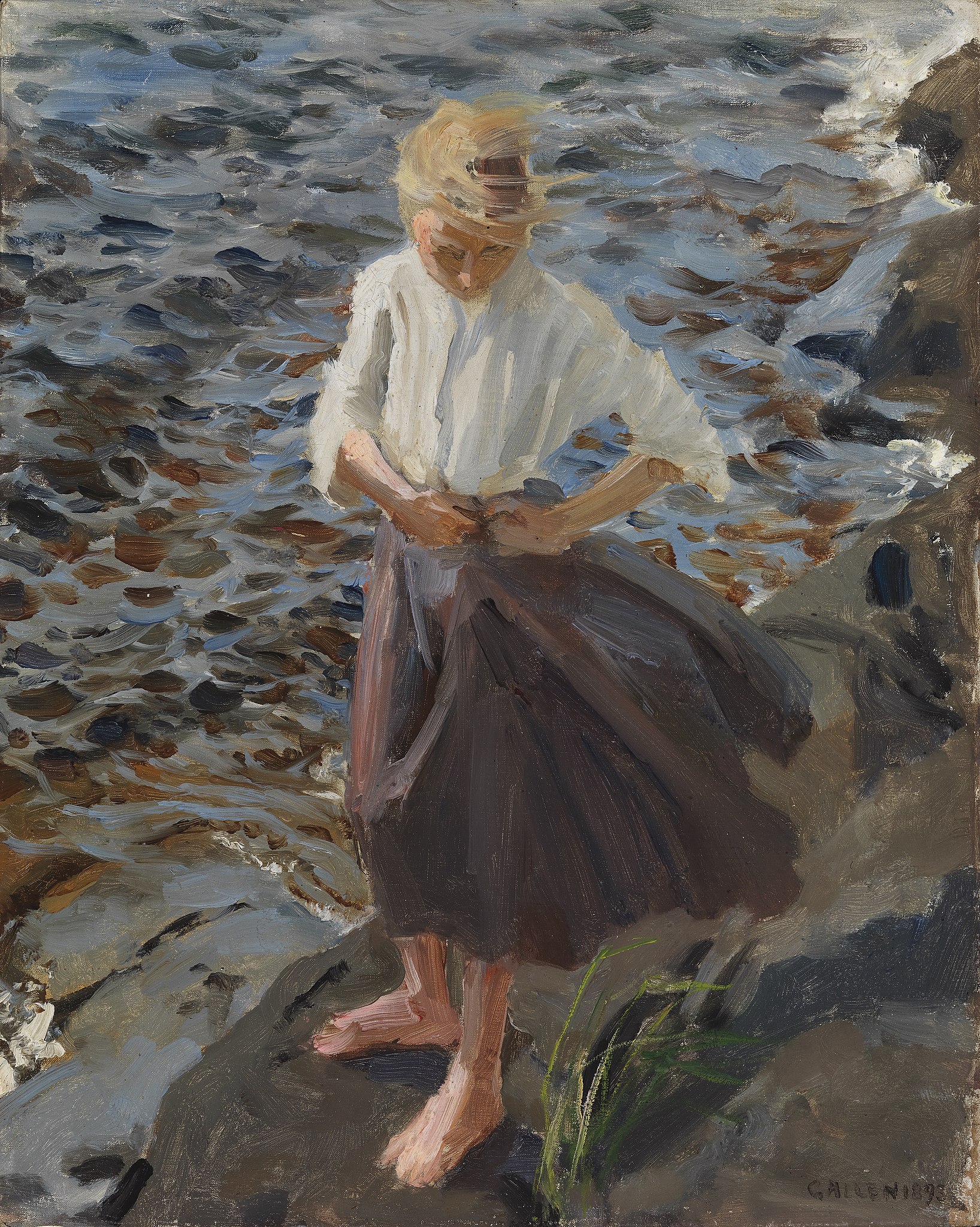 Tyttö tuulessa by Akseli Gallen-Kallela
