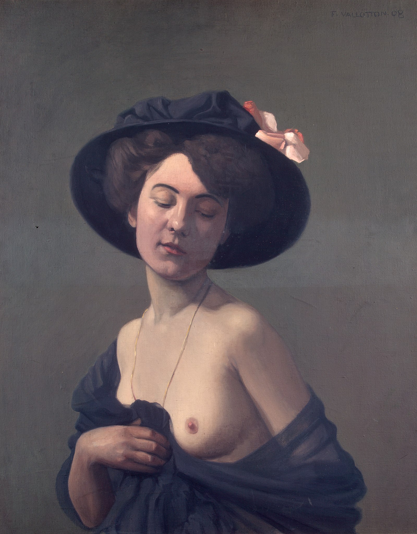 Portrait de femme en chapeau noir by Félix Vallotton