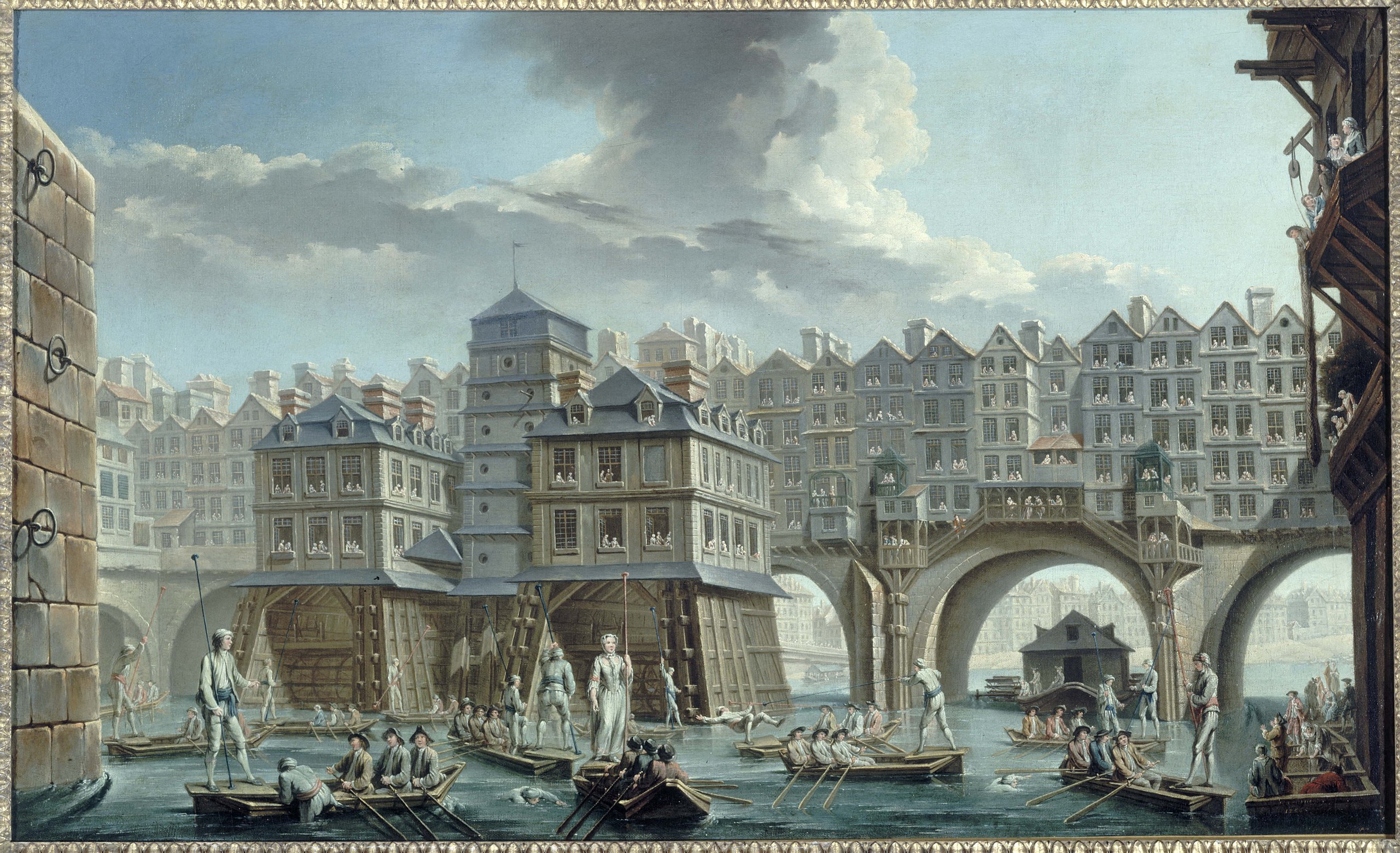 La joute des mariniers, entre le pont Notre-Dame et le pont au Change, Nicolas-Jean-Baptiste Raguenet