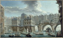 La joute des mariniers, entre le pont Notre-Dame et le pont au Change by Nicolas-Jean-Baptiste Raguenet