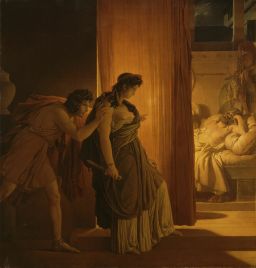 Clytemnestre hésitant avant de frapper Agamemnon endormi by Pierre-Narcisse Guérin