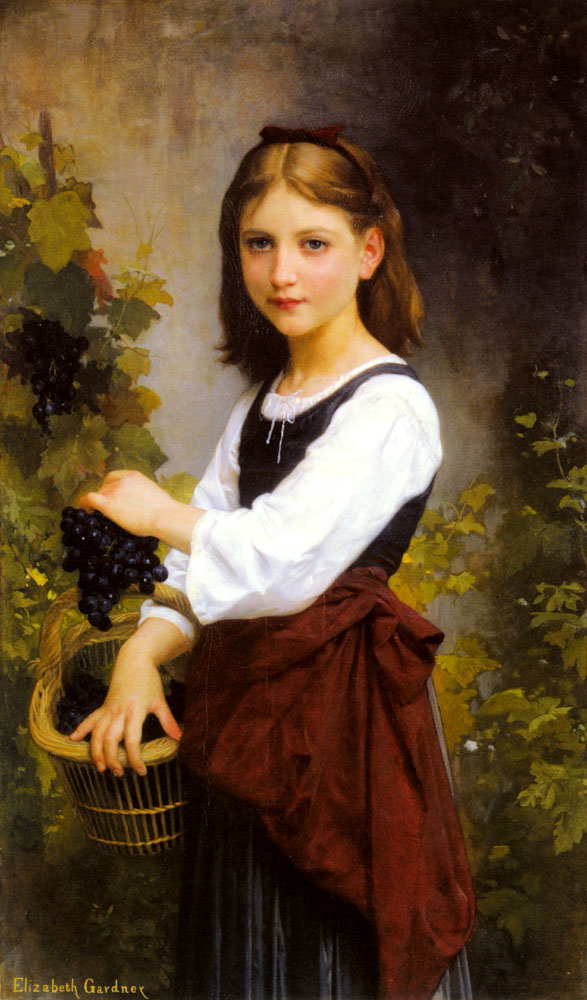 Young Girl Holding a Basket of Grapes by Elizabeth Jane Gardner Bouguereau