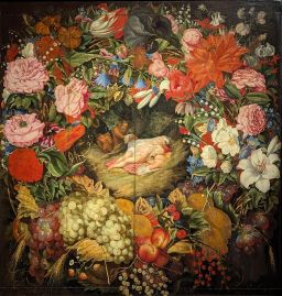 Krans av Blommor och Frukt med Mittgrupp efter Rubens by Ottmar Elliger the Elder