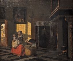 Interior with a Mother at a Cradle by Pieter de Hooch