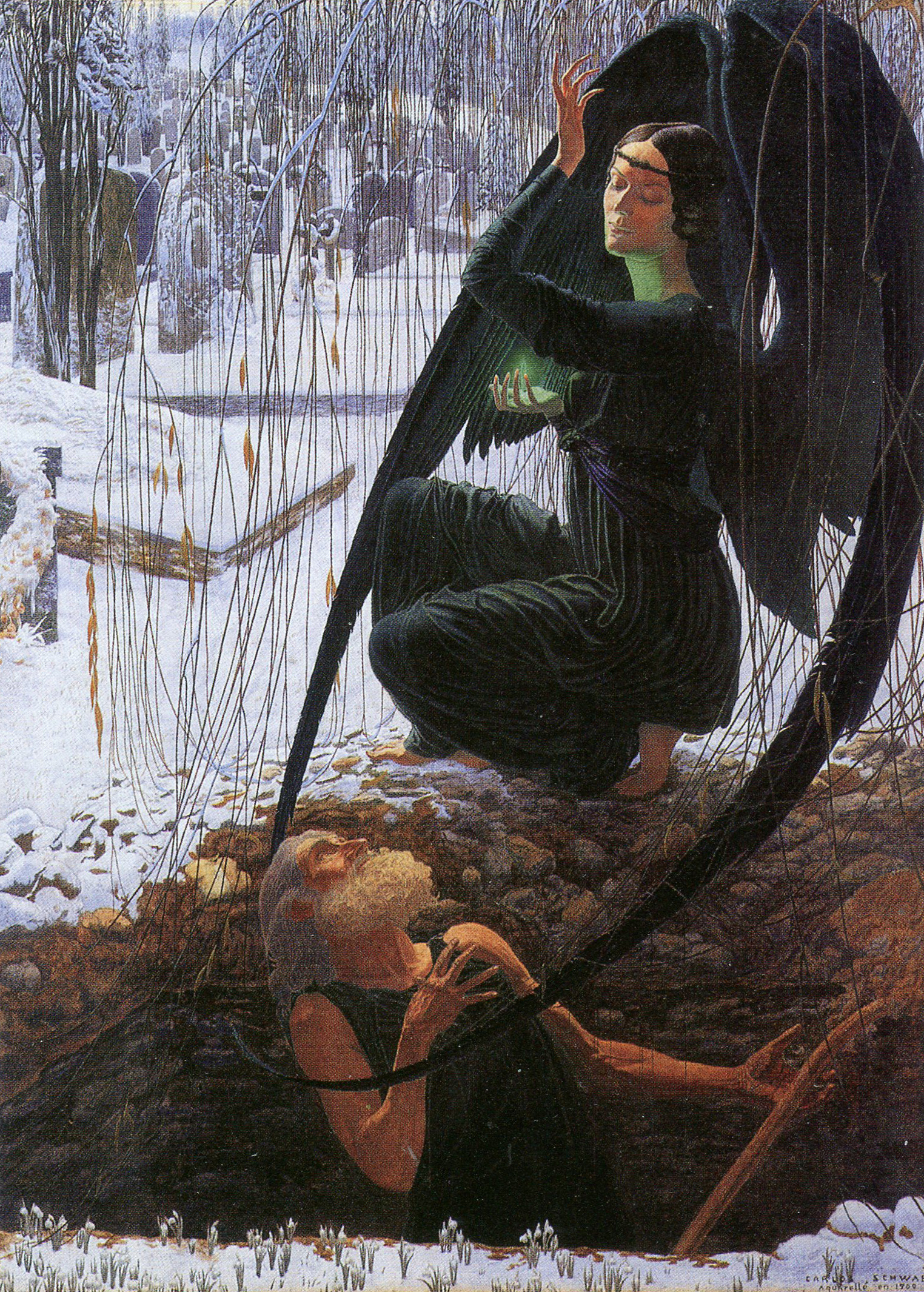 La Mort du fossoyeur by Carlos Schwabe