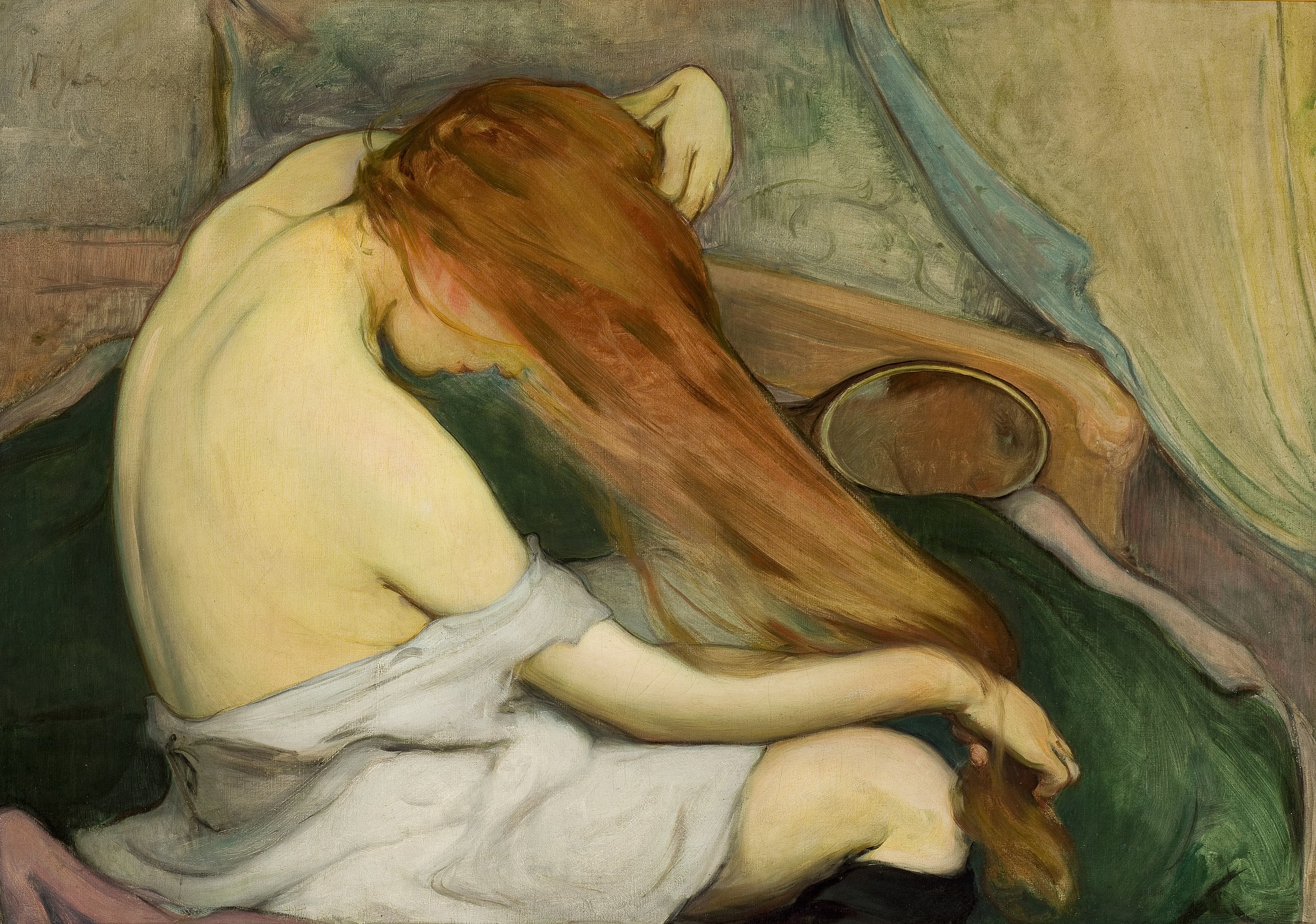 Woman Combing Her Hair by Władysław Ślewiński, a leading figure in Young Poland