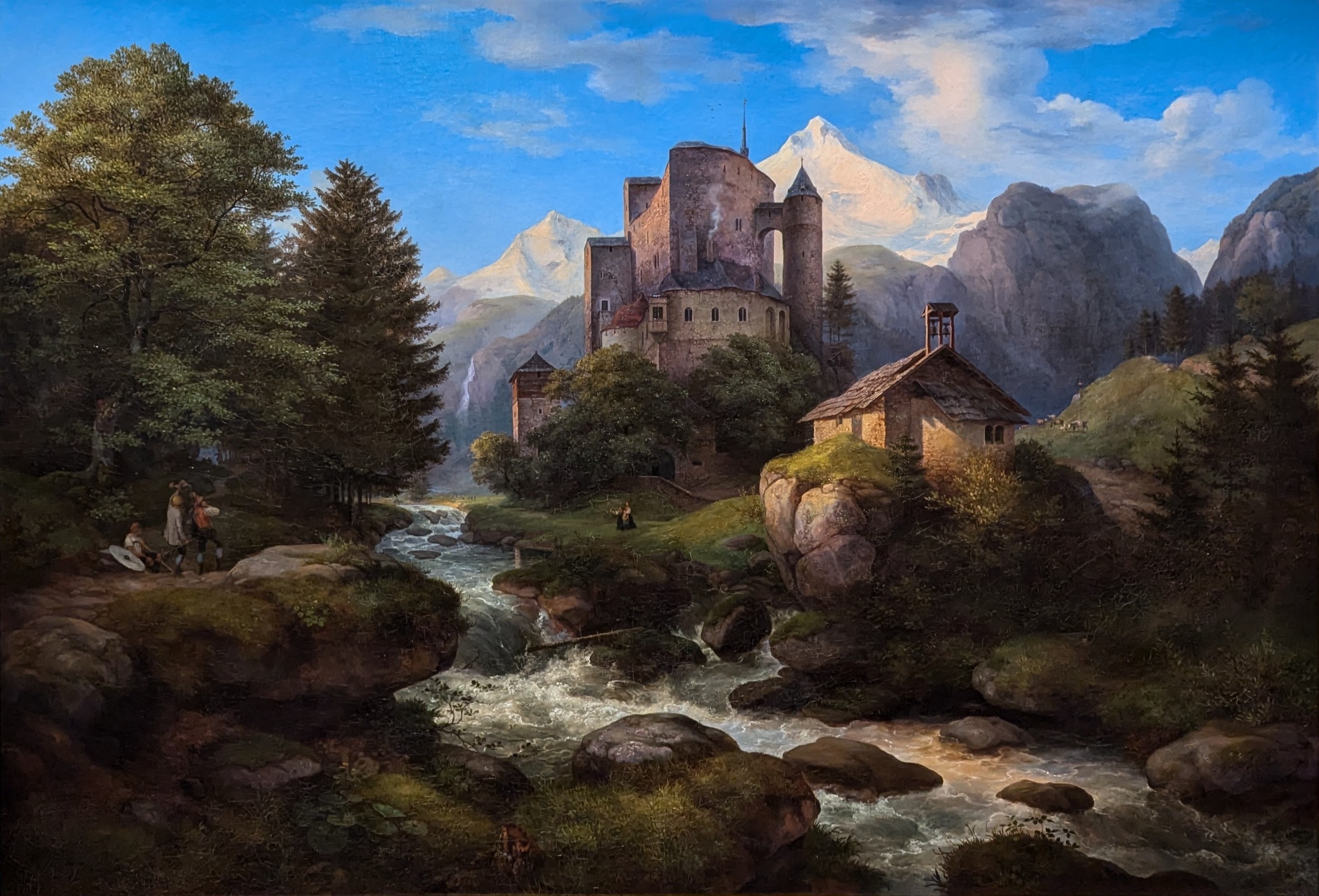 Tiroler Landschaft mit Burg Naudersberg by Ernst Ferdinand Oehme