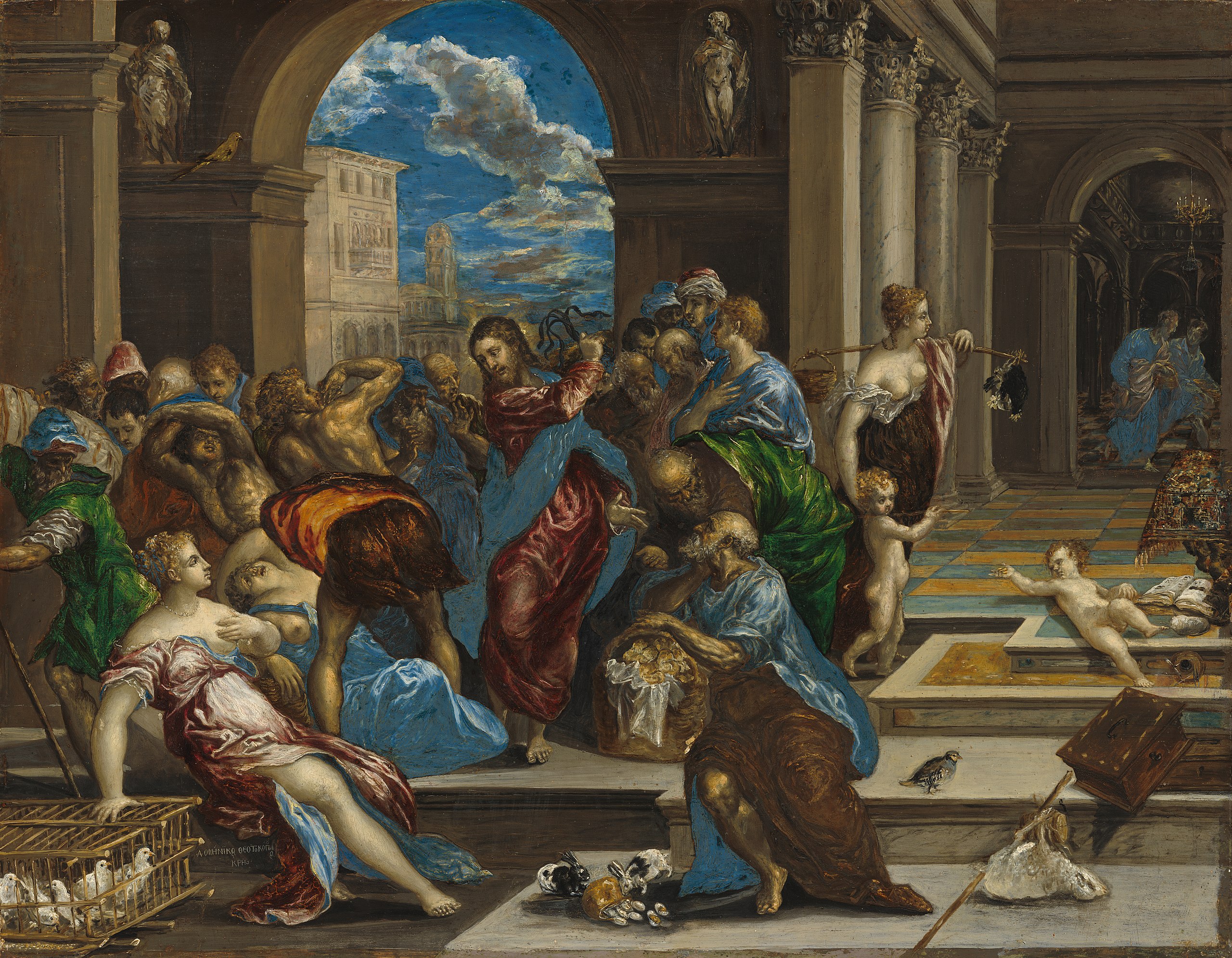 An early work by El Greco showing clear influences from the Italian Renaissance and Mannerism