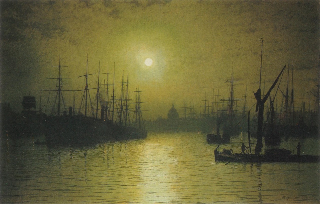 Nightfall down the Thames, John Atkinson Grimshaw