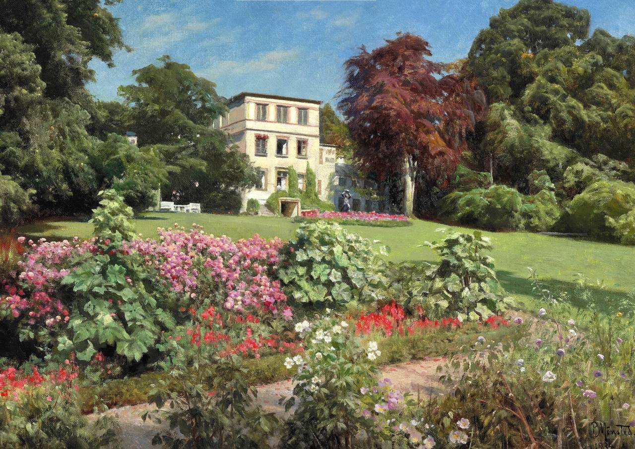 Udsigt fra parken ved Sophienholm, Kongens Lyngby by Peder Mørk Mønsted