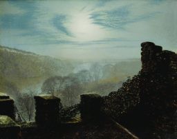 Full Moon behind Cirrus Cloud from the Roundhay Park Castle Battlements by John Atkinson Grimshaw