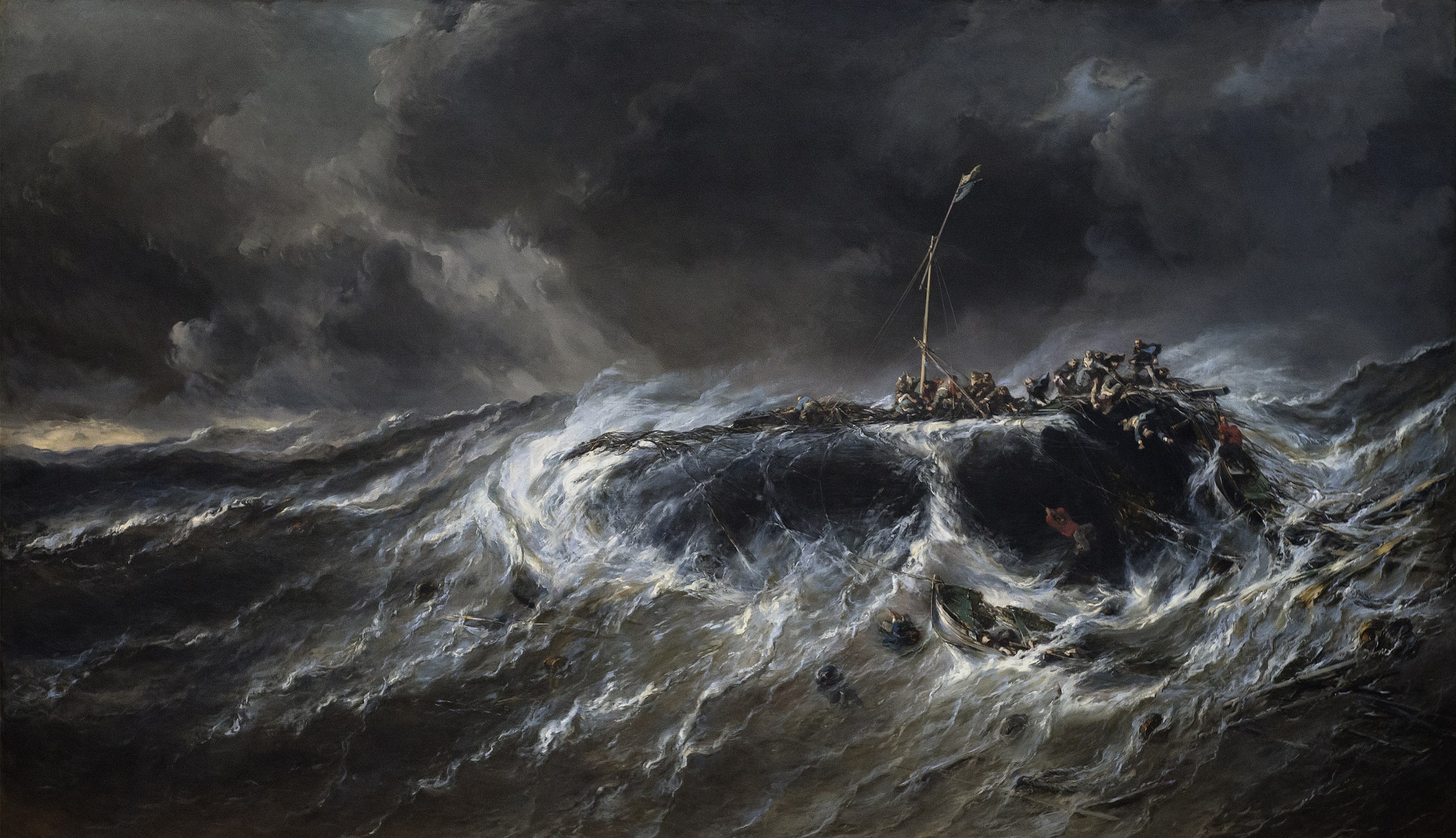 Shipwrecking of three-masted ship Emily, Eugène Isabey