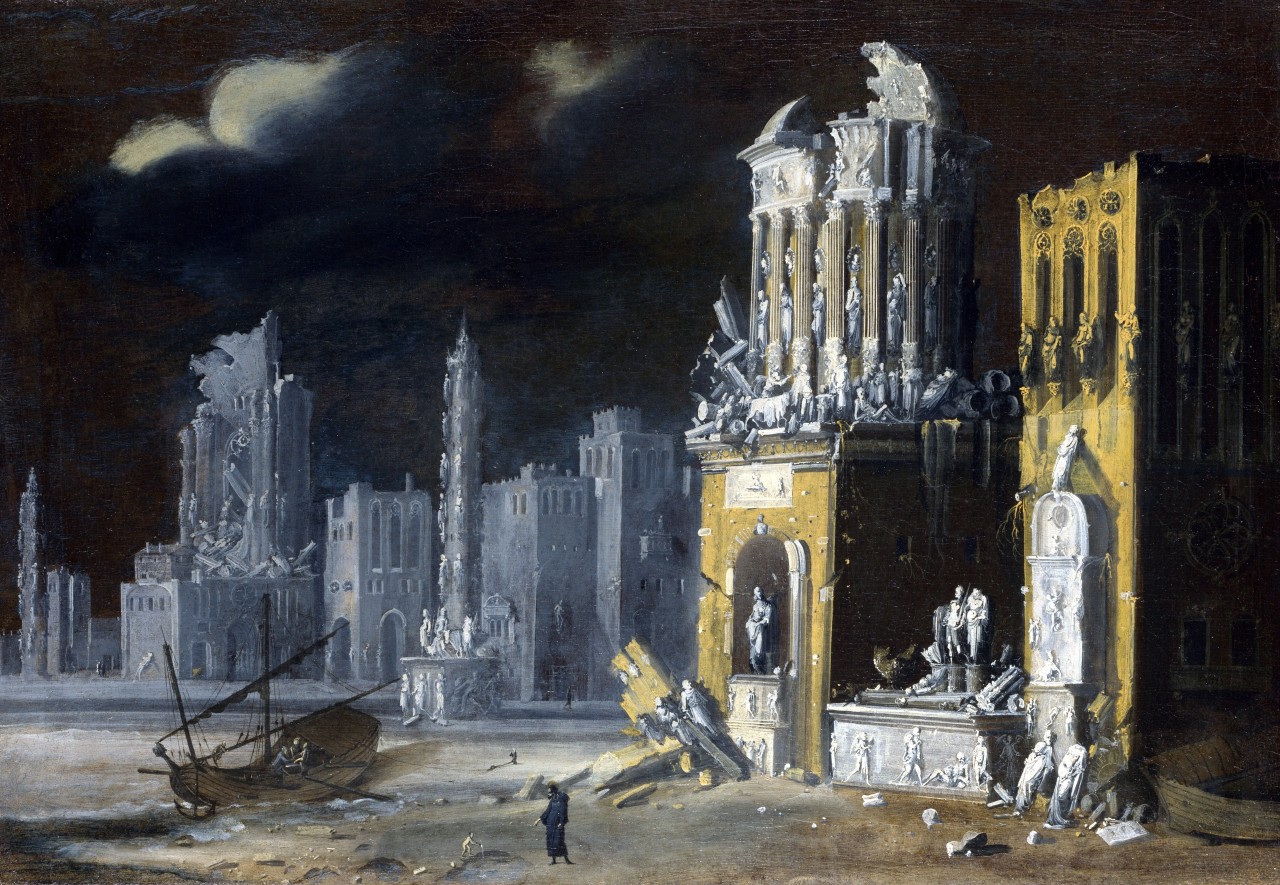 Fantastic Ruins with Saint Augustine and the Child, François de Nomé