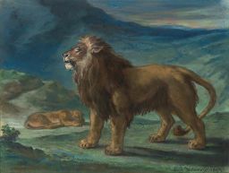 Lion and Lioness in the Mountains by Eugène Delacroix