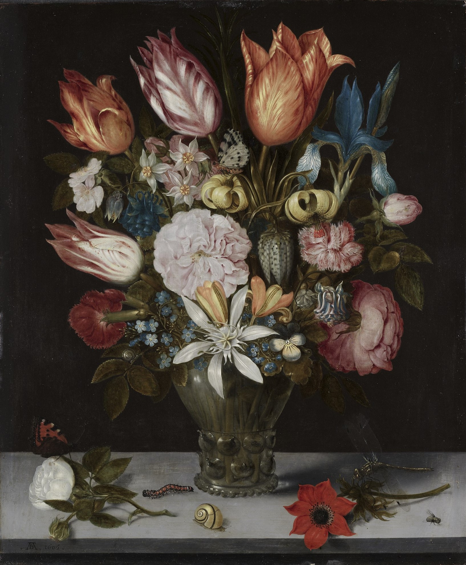 Flowers in a Glass by Ambrosius Bosschaert