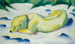 Liegender Hund im Schnee by Franz Marc